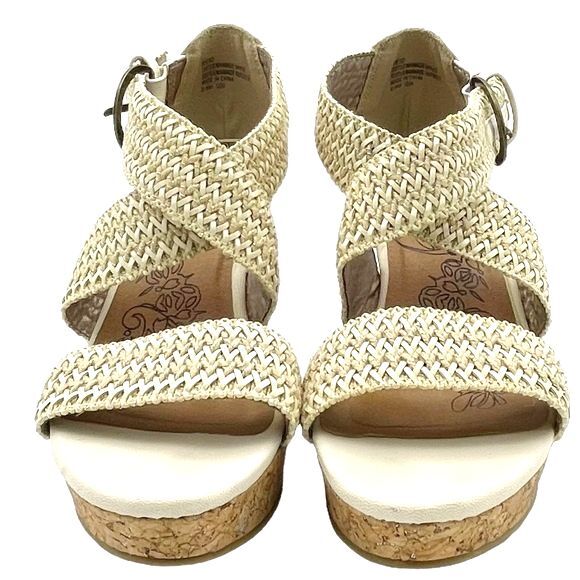 Buckle BKE Sole Reid Cream & Cork Platform Woven Strap Sandals Women’s Size 8.5 - Picture 7 of 15